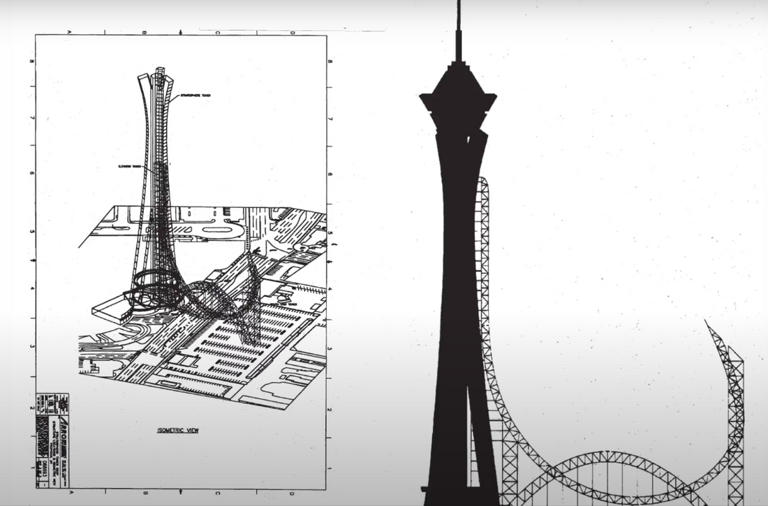 The Unbuilt Las Vegas Fish Hook Coaster by Arrow Would've Been 700-Plus Feet Tall